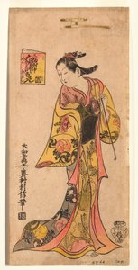 Esposa do Scroll Mounter, Osan, 1725-30 (woodblock) de Okumura Masanobu